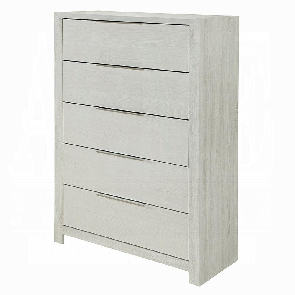 Modern Beige Storage Chest with 5 Drawers for Bedroom.