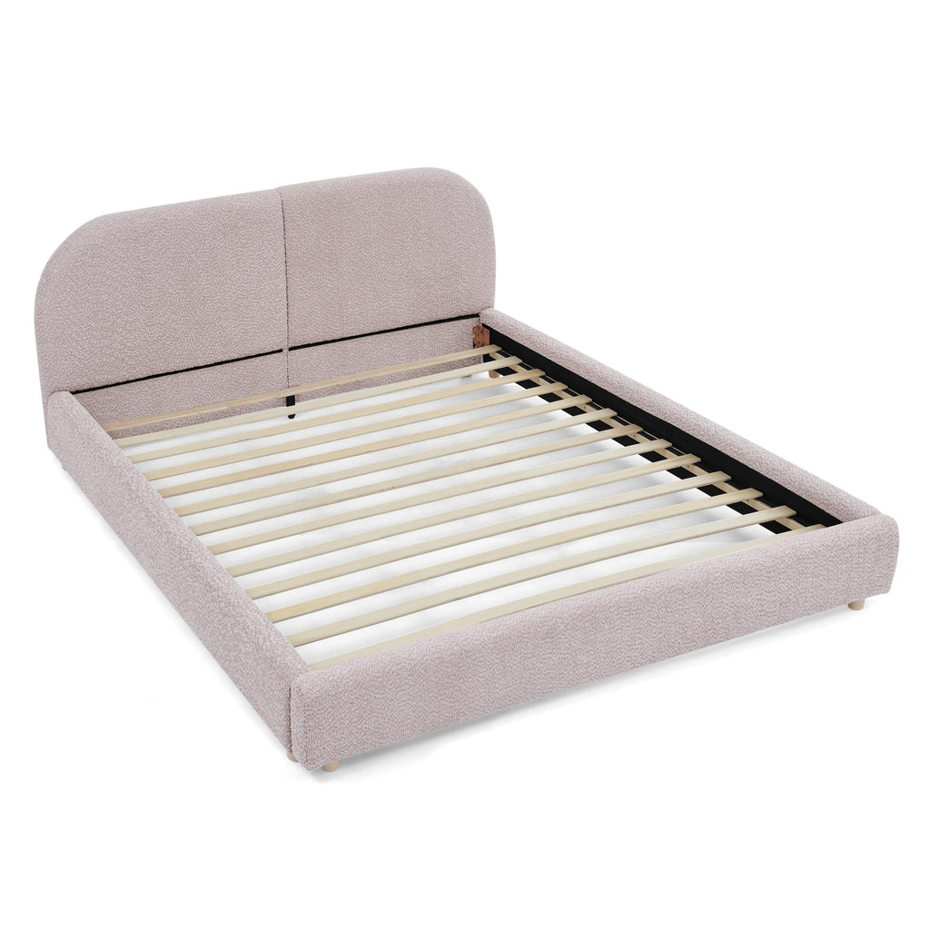 Queen Size Upholstered Bed Frame with Curved Headboard.