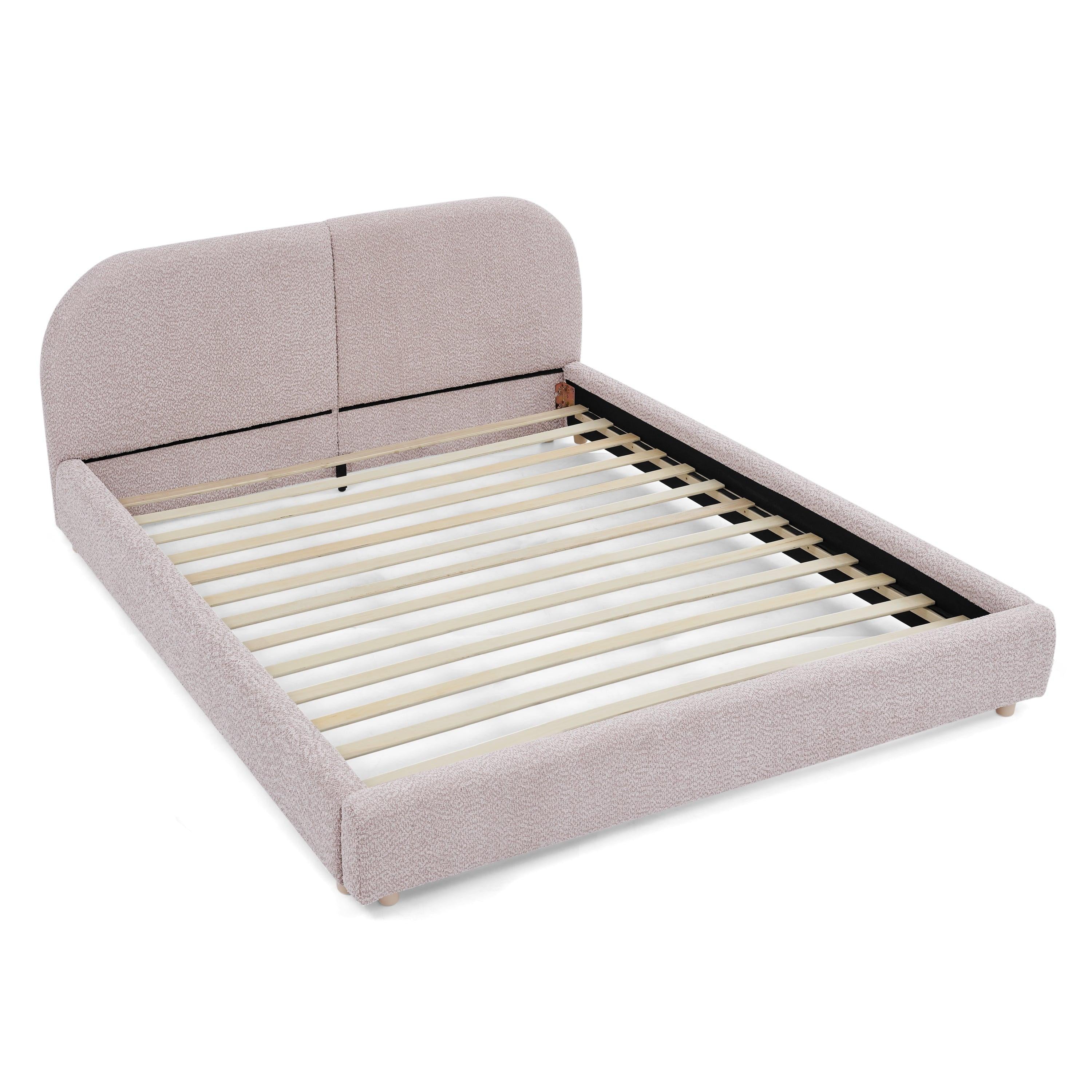 Queen Size Upholstered Bed Frame with Curved Headboard.