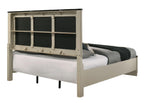 Gray Linen Beige Queen Bed with Storage.