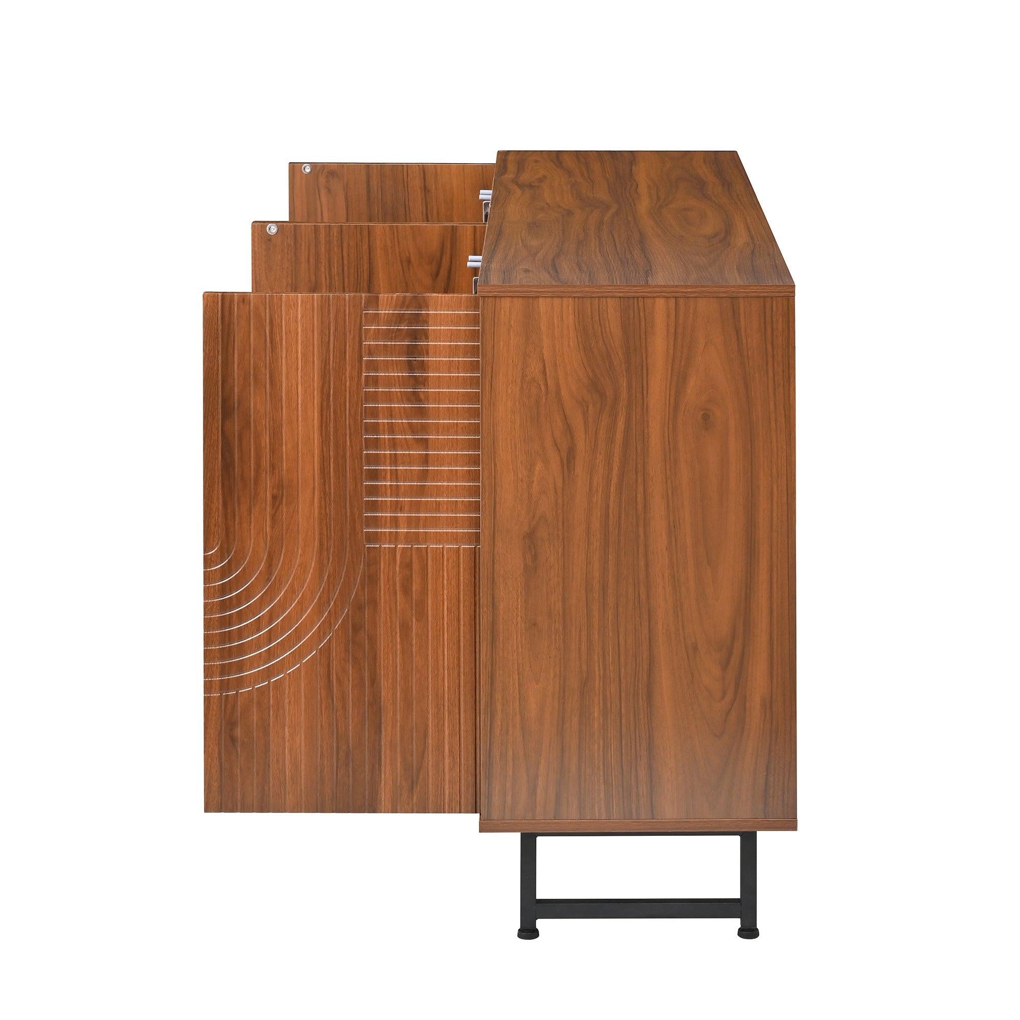 Walnut Mid-Century Modern Sideboard Buffet Cabinet.