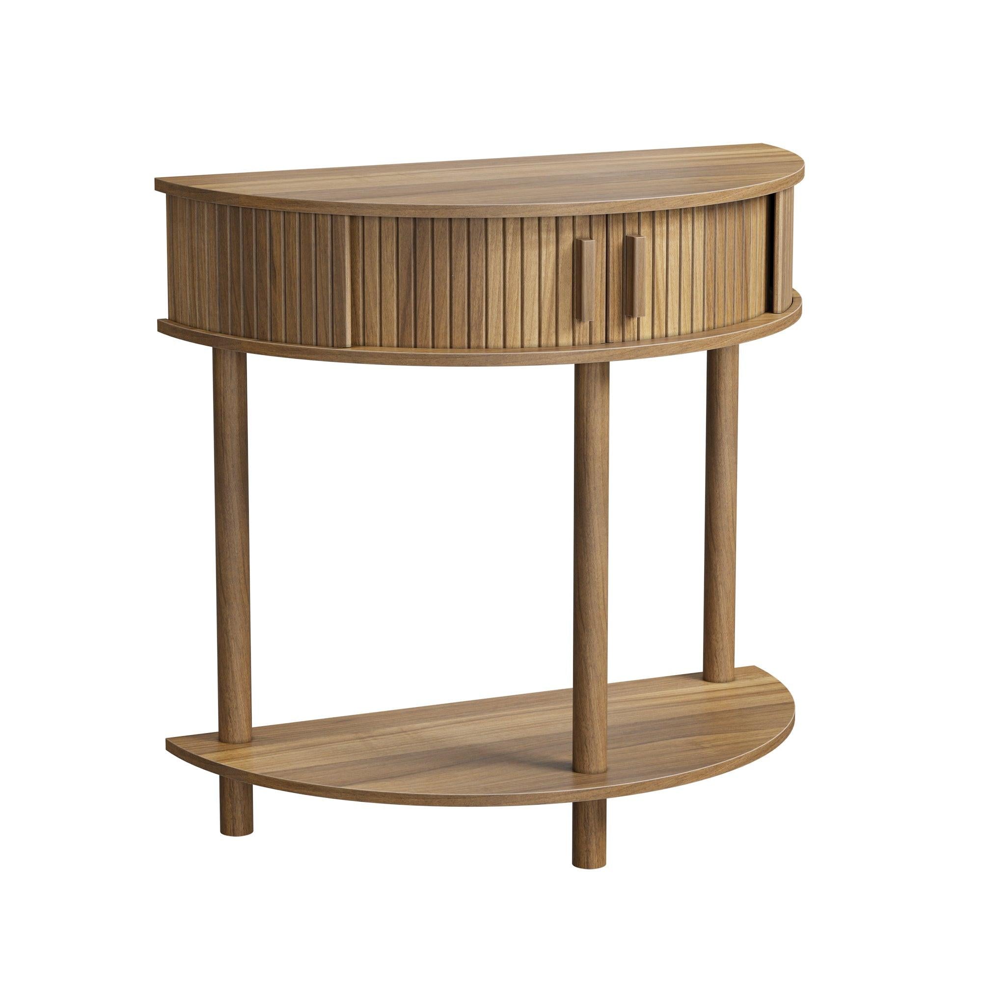 Half-Moon Console Table - Walnut for Entryway & Living Room.