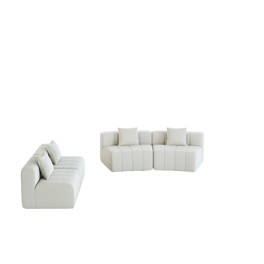 Curved Sectional Sofa with 4 Pillows for Stylish Seating.