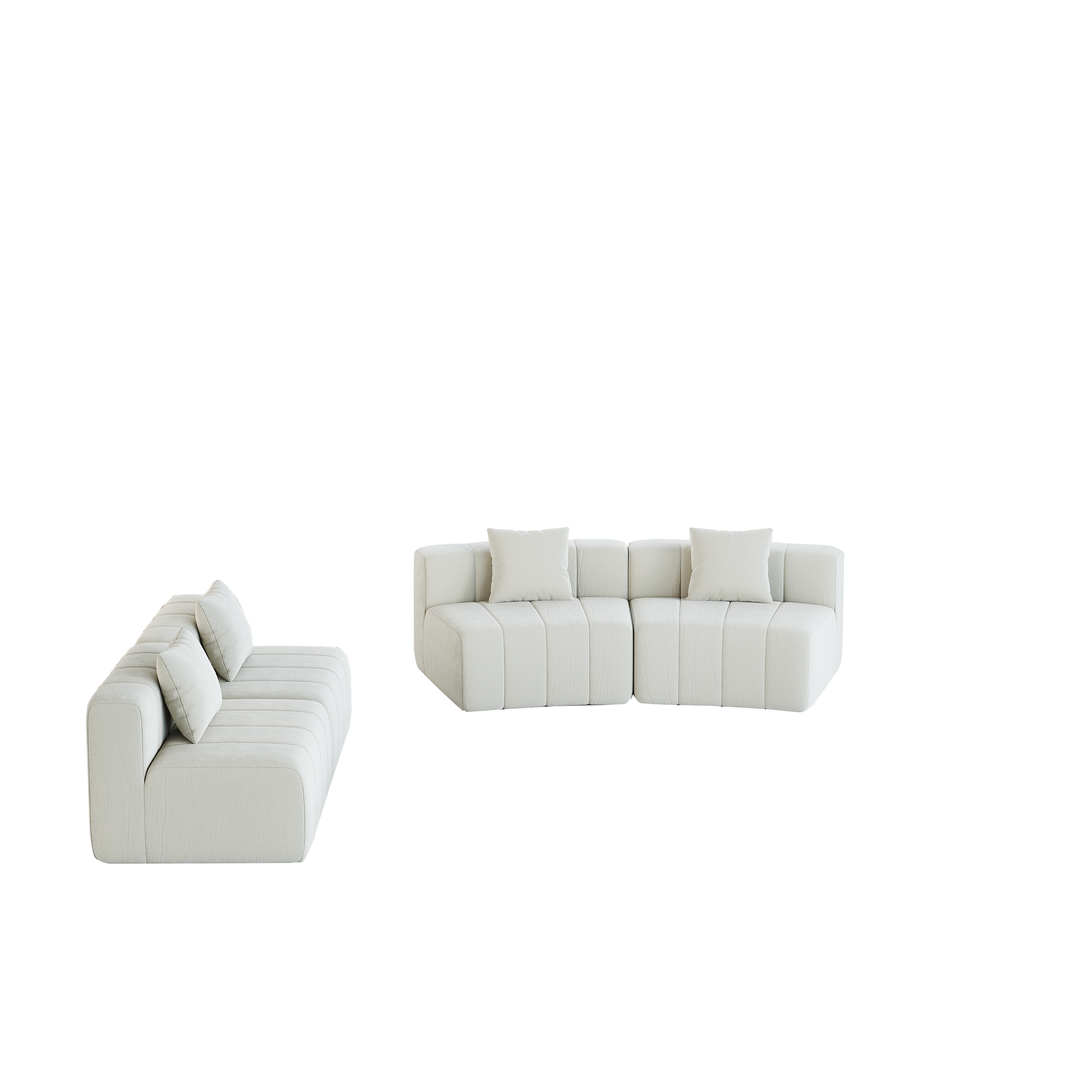 Curved Sectional Sofa with 4 Pillows for Stylish Seating.