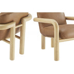 Accent Chair with Wood Frame - Modern Faux Leather Armchair.