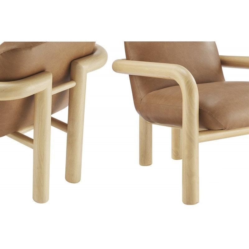 Accent Chair with Wood Frame - Modern Faux Leather Armchair.