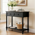 TREXM Daisy Series Console Table Traditional Design with Two Drawers and Bottom Shelf (Black)