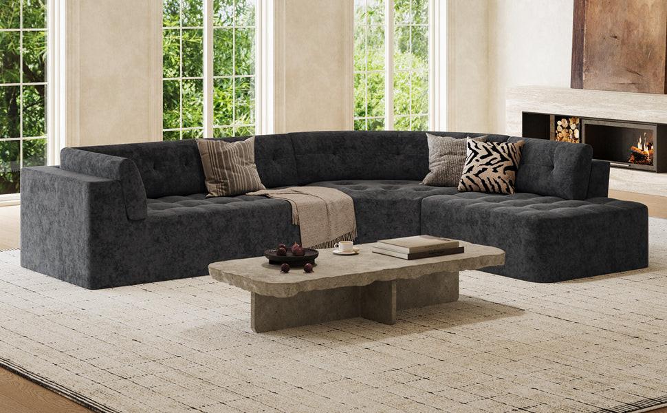 Curved L-Shaped Sectional Sofa for Modern Living Spaces.