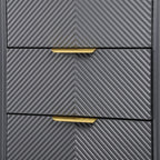 Mid-Century Nightstand with 3 Drawers in Dark Gray.