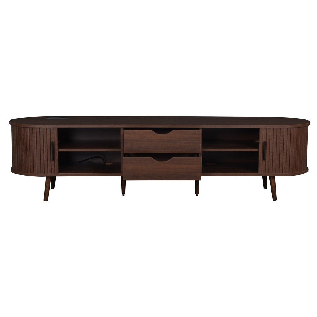 Mid Century Modern TV Stand for 70-Inch TVs with Power Outlet.