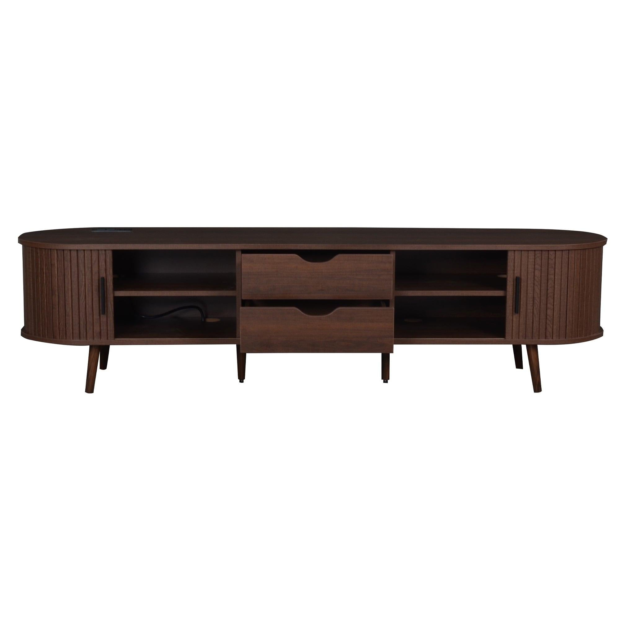 Mid Century Modern TV Stand for 70-Inch TVs with Power Outlet.