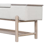 TREXM Farmhouse Upholstered Storage Bench with Hidden Compartment, Modern Entryway Bench for Living Room, Entryway, and Hallways (Natural)