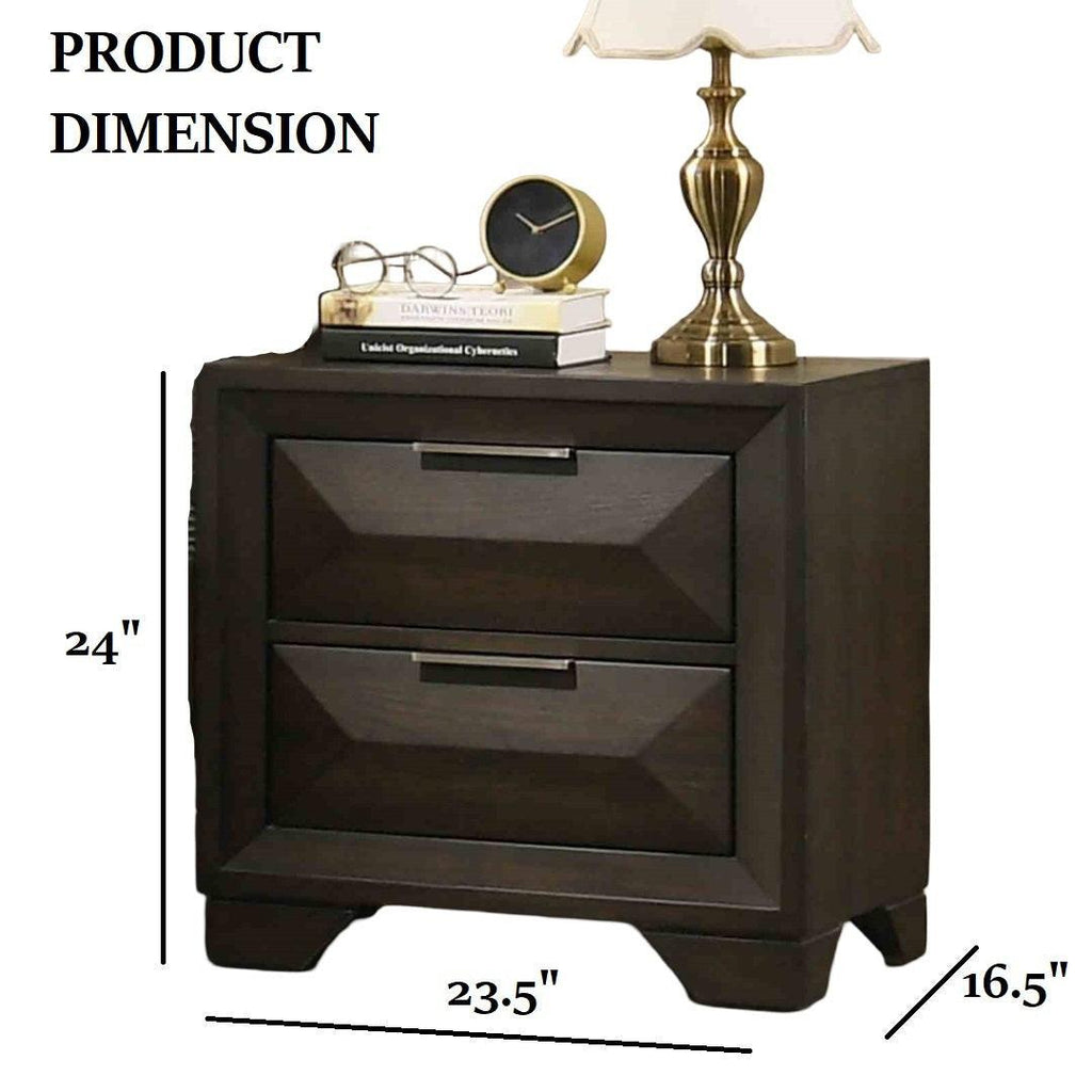 Espresso Finish 3PC Bedroom Set with Queen Bed & Nightstands.