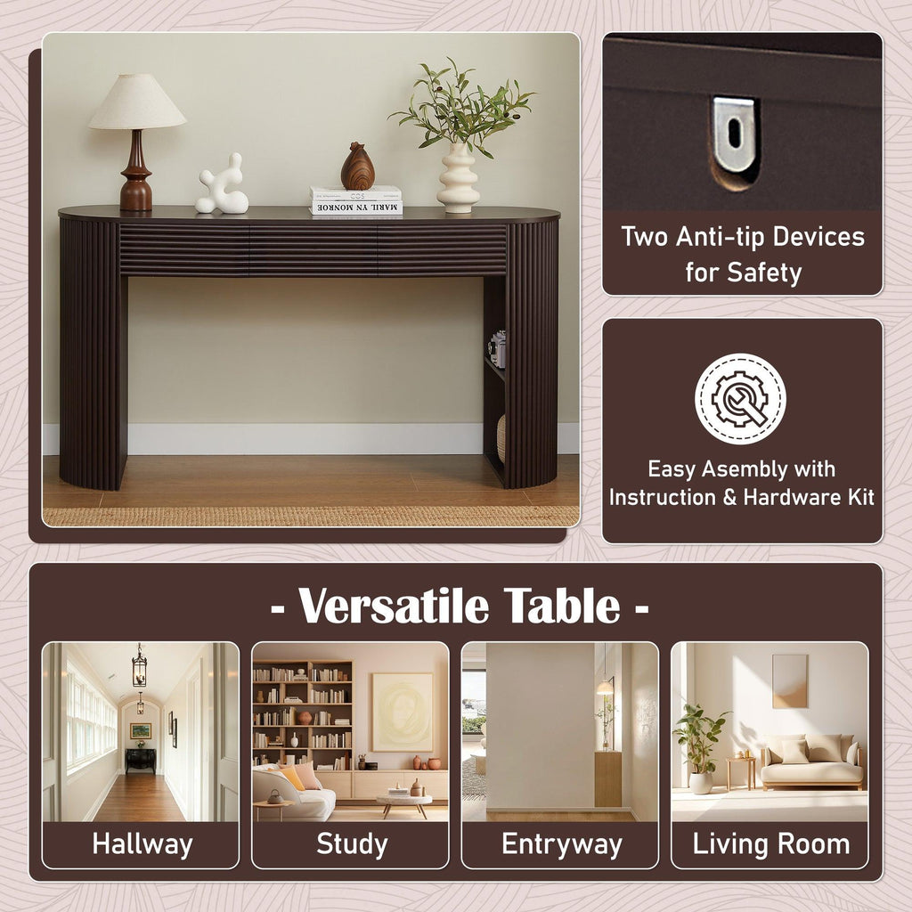 Retro Console Table with Storage for Living Room & Entryway.
