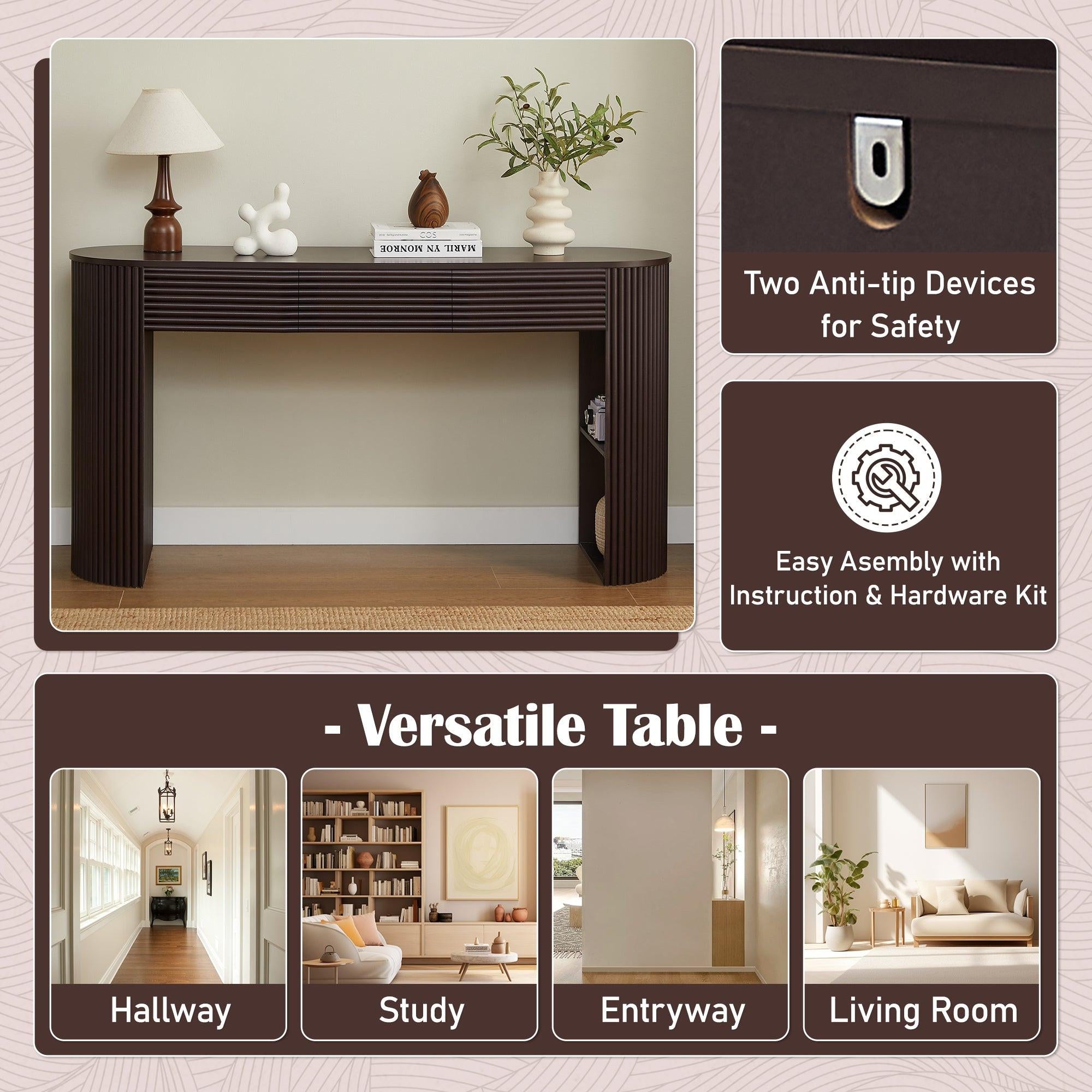 Retro Console Table with Storage for Living Room & Entryway.
