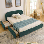 Queen Size Upholstered Bed Frame in Green.