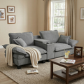 Grey Chenille Modular Cloud L-Shape Sofa with Storage and Cup Holders