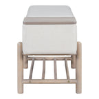 TREXM Farmhouse Upholstered Storage Bench with Hidden Compartment, Modern Entryway Bench for Living Room, Entryway, and Hallways (Natural).