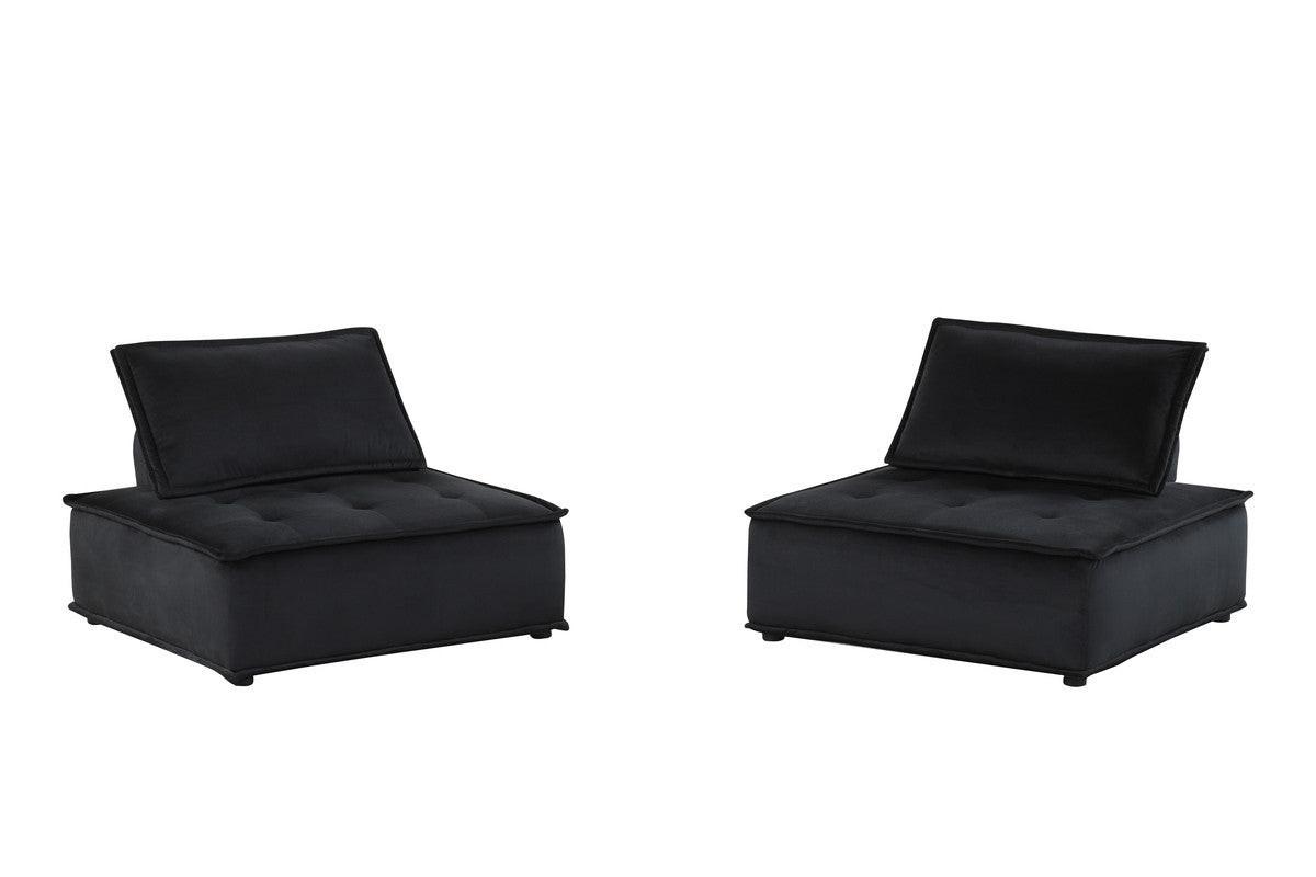 Aveline Black Velvet Lounge Chairs Set of 2.