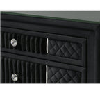 Contemporary Black Velvet Nightstand with Crystal-style Knobs.