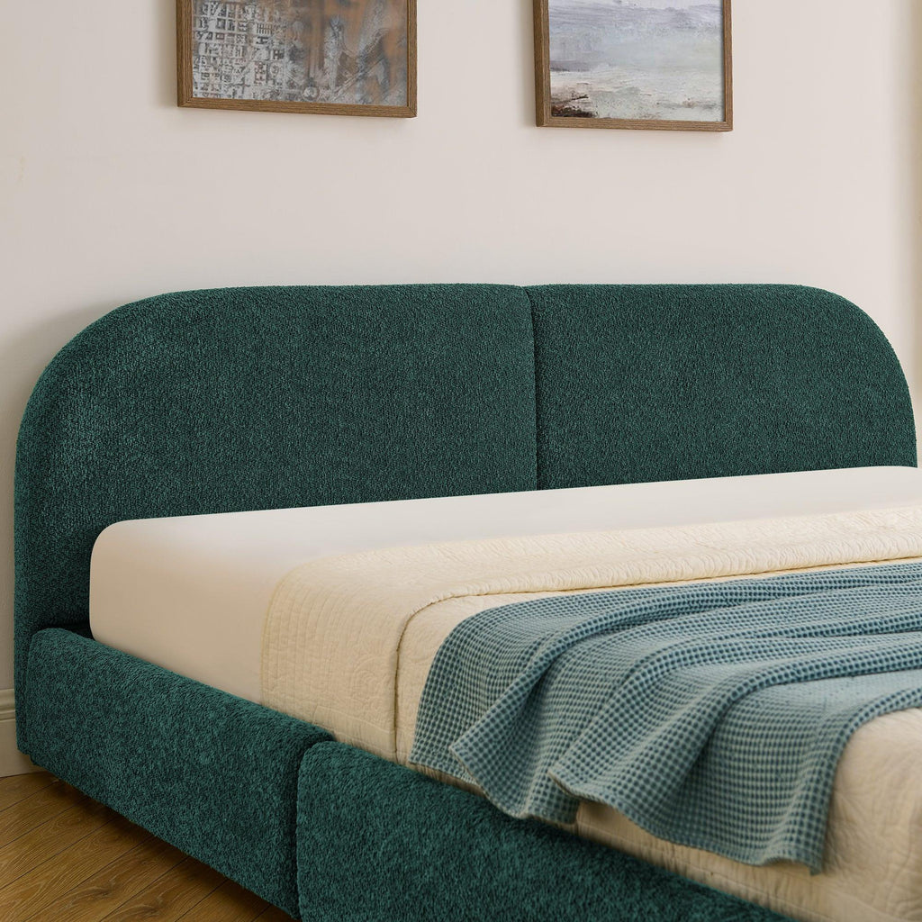 King Size Upholstered Bed Frame in Green - Modern Design.