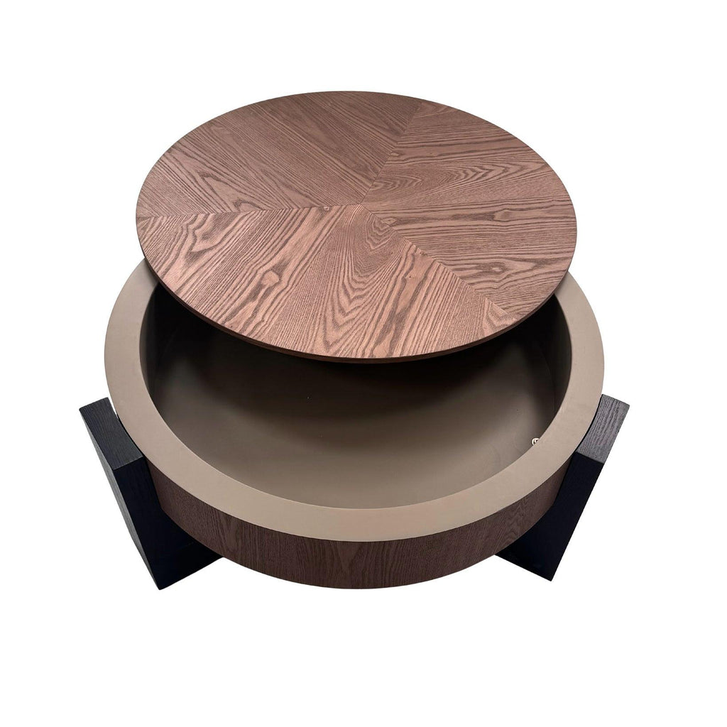 Round Coffee Table with Hidden Storage for Small Spaces.