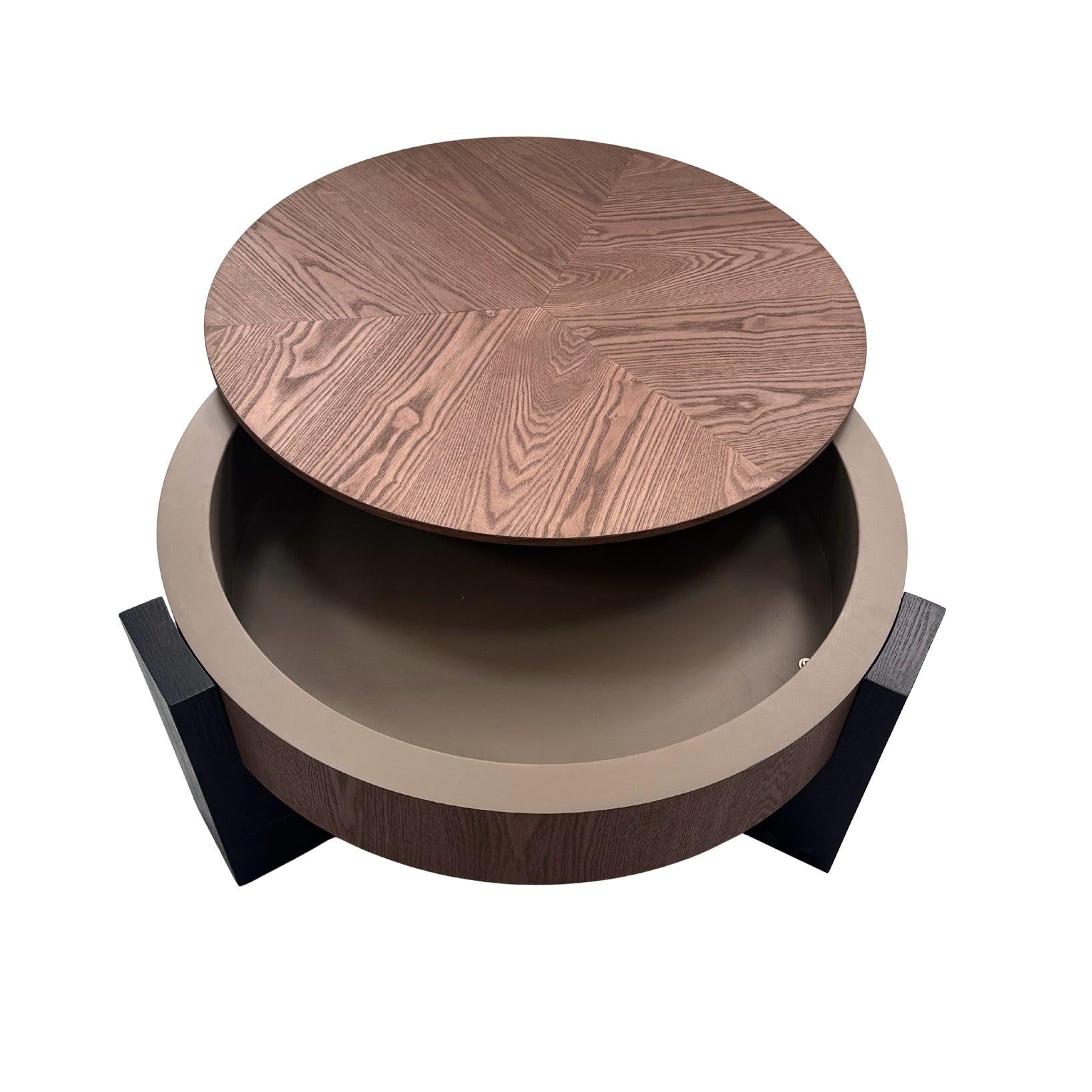 Round Coffee Table with Hidden Storage for Small Spaces.