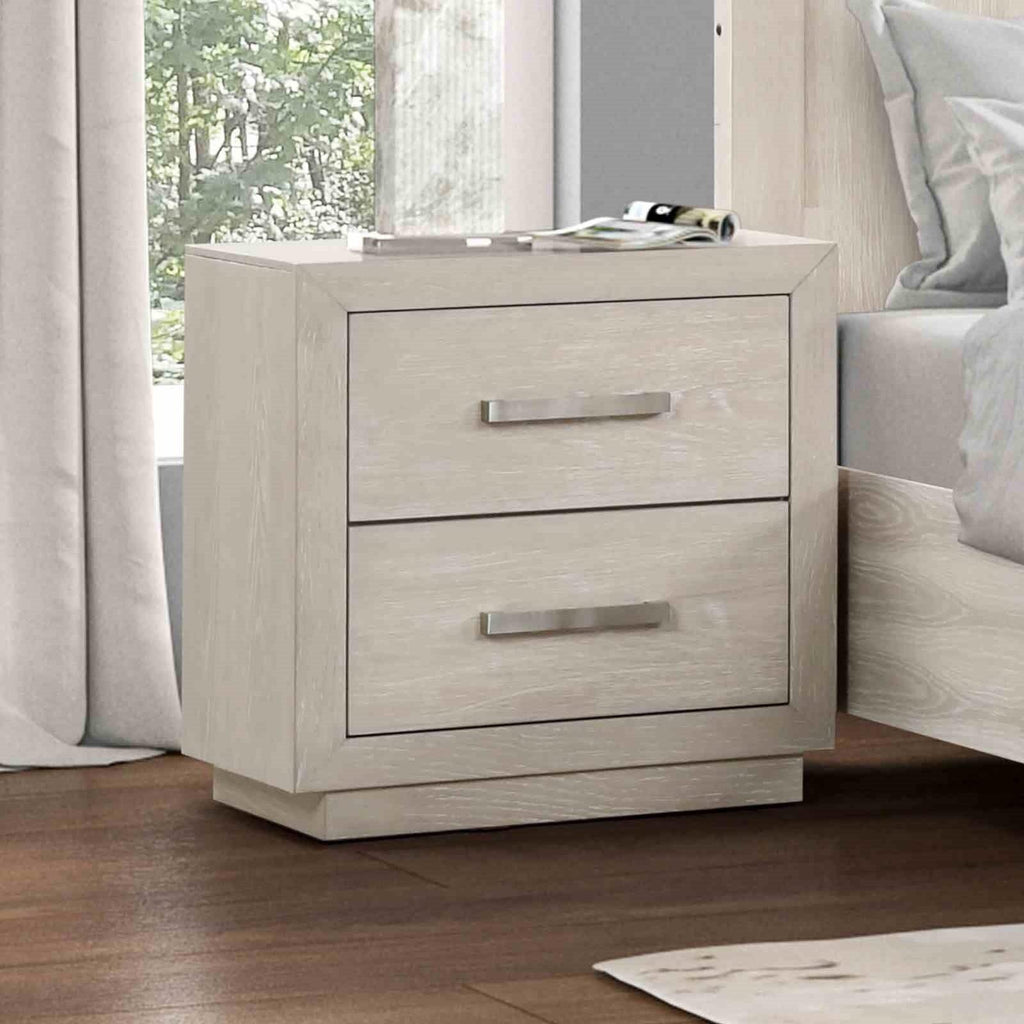 3pc King Size Bed Set with LED Nightstands - Light Grey.