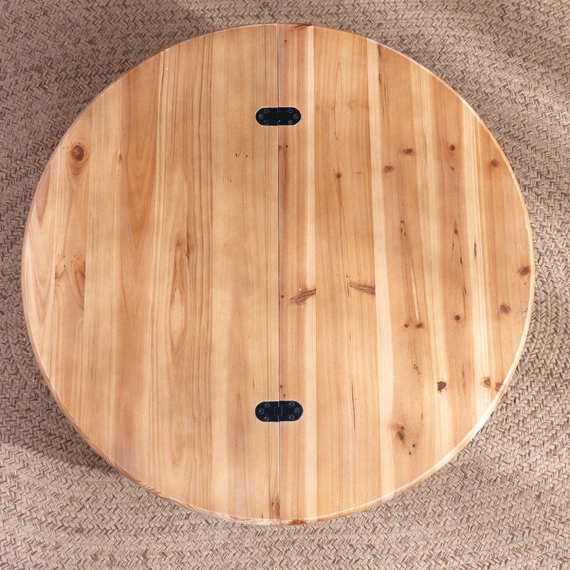 Round Wooden Coffee Table with Hidden Storage – 30.3' Modern Rustic Centerpiece for Living Room,  Natural Finish, Lift-Top Lid,.