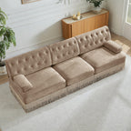 3-Seater Pet-friendly Velvet Sofa with Tassel Fringe Skirt.