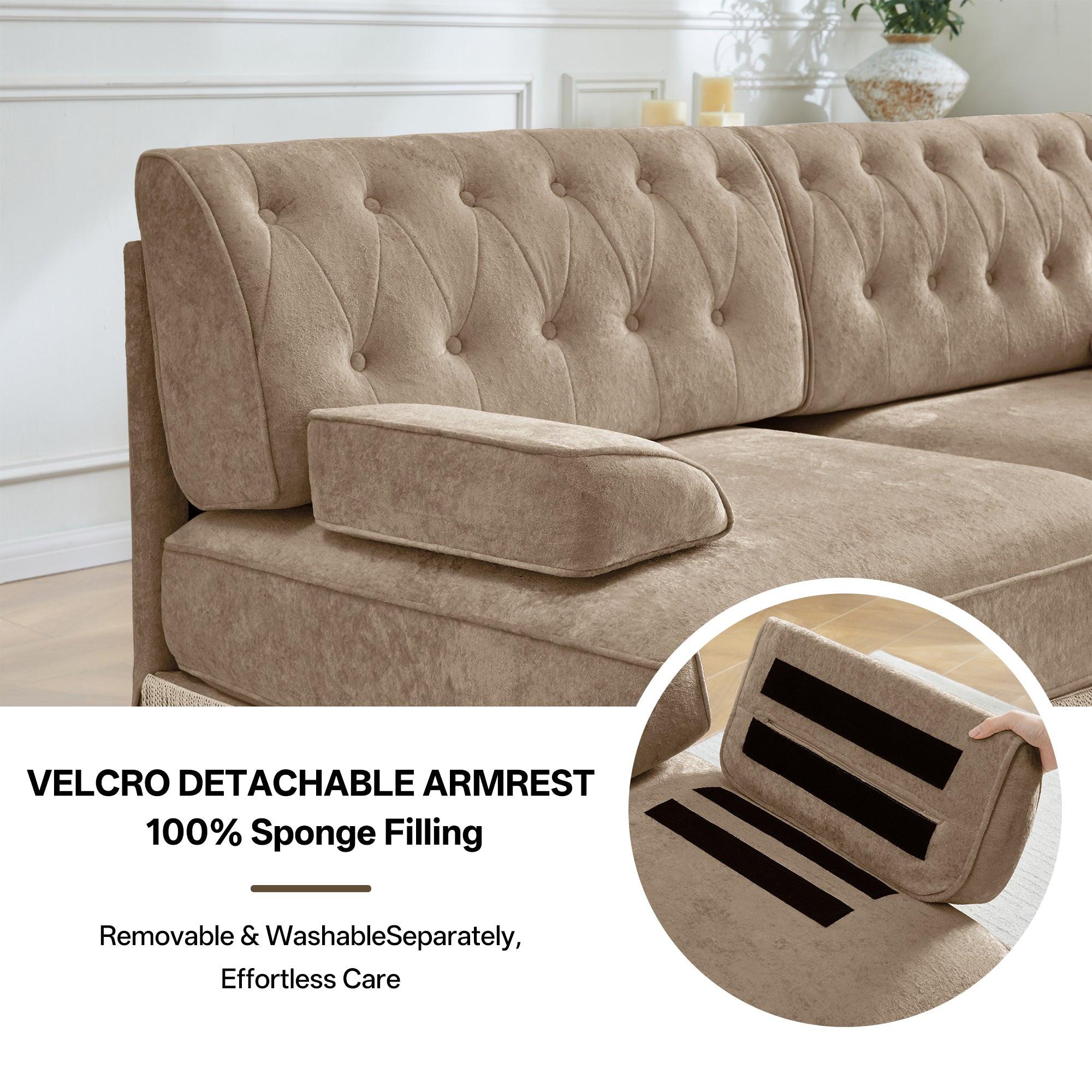 3-Seater Pet-friendly Velvet Sofa with Tassel Fringe Skirt.