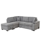 84.75 Sleeper Sofa Bed,2 in 1 Pull Out sofa bed L Shape Couch with Storage Ottoman for Living Room,Bedroom Couch and Small Apartment, Gray