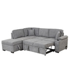 84.75 Sleeper Sofa Bed,2 in 1 Pull Out sofa bed L Shape Couch with Storage Ottoman for Living Room,Bedroom Couch and Small Apartment, Gray