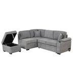 84.75 Sleeper Sofa Bed,2 in 1 Pull Out sofa bed L Shape Couch with Storage Ottoman for Living Room,Bedroom Couch and Small Apartment, Gray