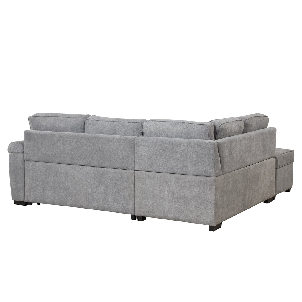 84.75 Sleeper Sofa Bed,2 in 1 Pull Out sofa bed L Shape Couch with Storage Ottoman for Living Room,Bedroom Couch and Small Apartment, Gray