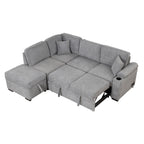 84.75 Sleeper Sofa Bed,2 in 1 Pull Out sofa bed L Shape Couch with Storage Ottoman for Living Room,Bedroom Couch and Small Apartment, Gray