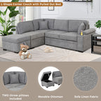 84.75 Sleeper Sofa Bed,2 in 1 Pull Out sofa bed L Shape Couch with Storage Ottoman for Living Room,Bedroom Couch and Small Apartment, Gray