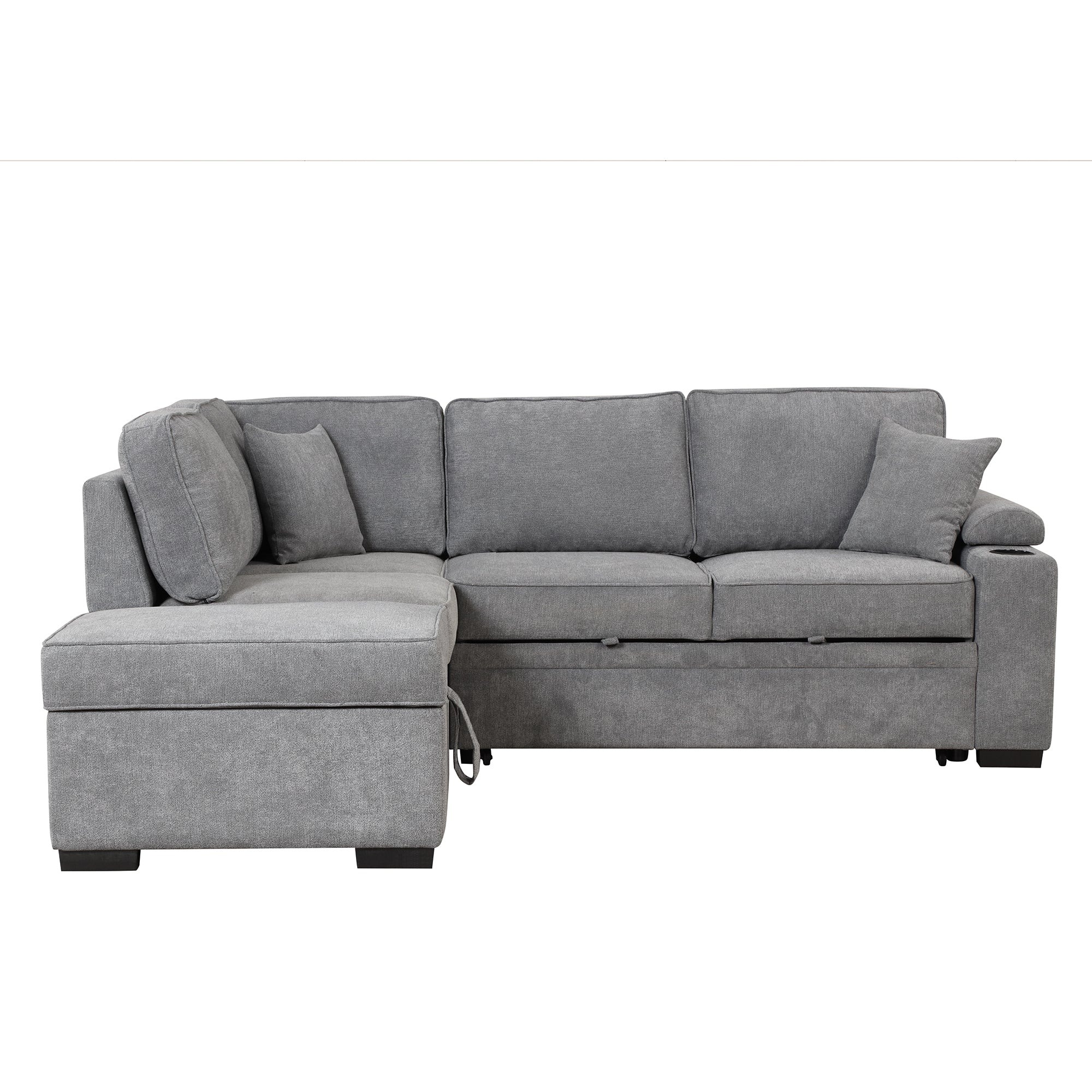 84.75 Sleeper Sofa Bed,2 in 1 Pull Out sofa bed L Shape Couch with Storage Ottoman for Living Room,Bedroom Couch and Small Apartment, Gray