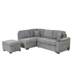 84.75 Sleeper Sofa Bed,2 in 1 Pull Out sofa bed L Shape Couch with Storage Ottoman for Living Room,Bedroom Couch and Small Apartment, Gray