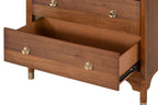 1pc Walnut Finish Five-Drawers Tall Chest for Bedroom.