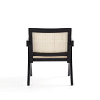 Hamlet Cane Back Wood Accent Armchair in Black and Natural