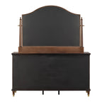 Transitional Dresser with Gold Capped Legs in Dark Cherry.