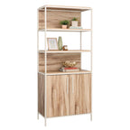 Brown Bookcase with Doors - 5 Shelves for Storage.