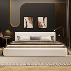 Stylish Upholstered King Size Bed in White.