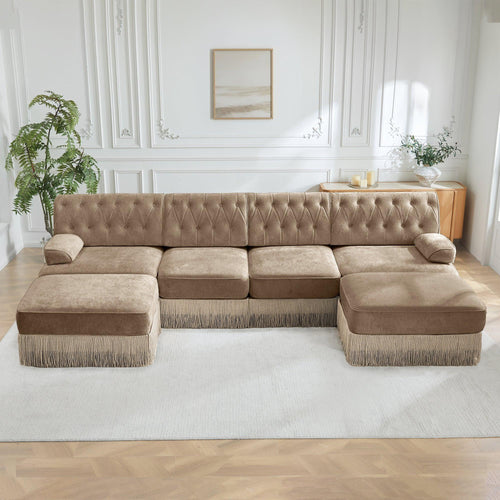 4-Seater Cloud Modular Sectional Sofa with Ottomans.
