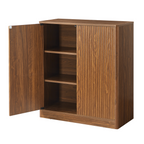 Walnut 31.5-inch Sideboard Cabinet with Curved Design.