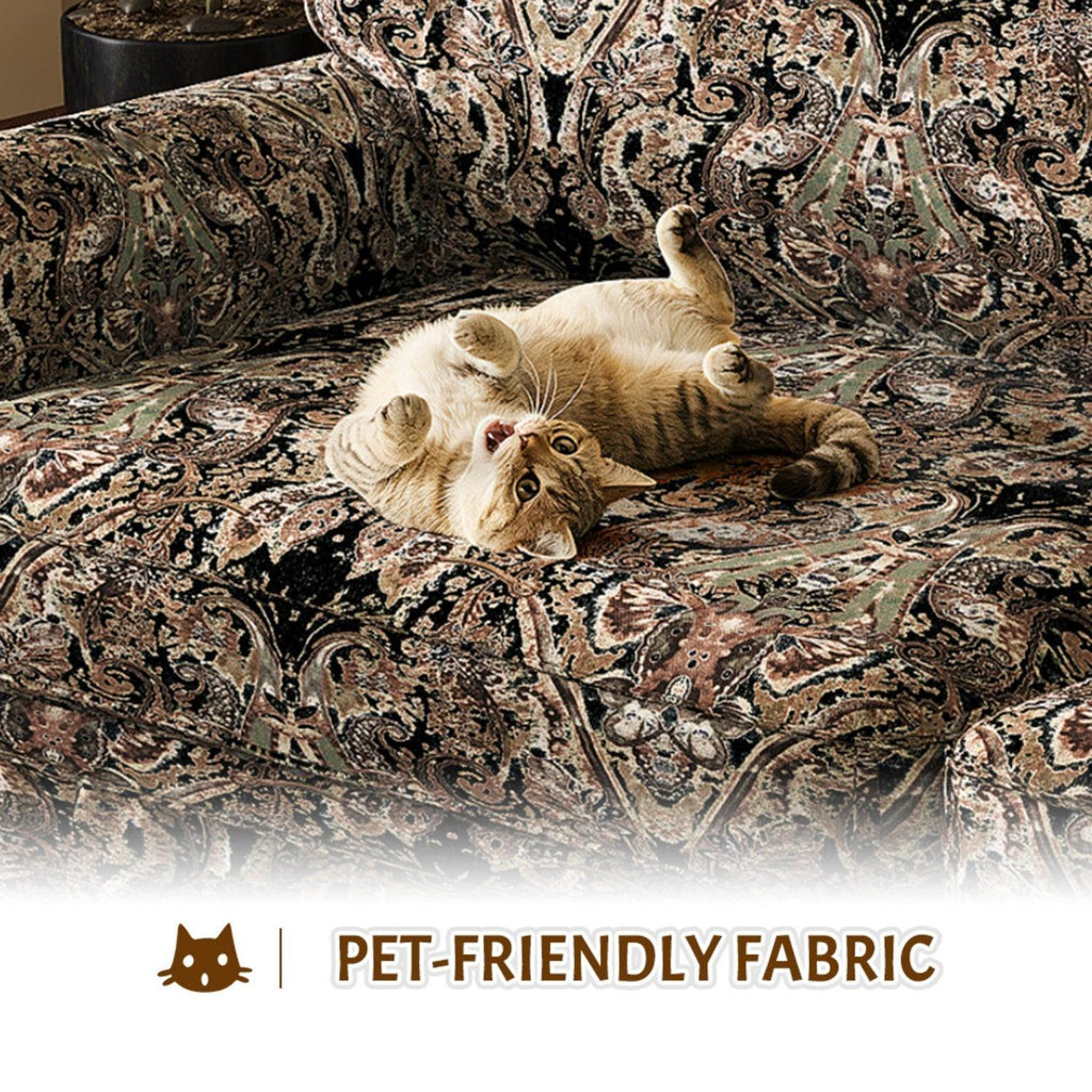 Black Floral Cloud Couch - 3&4-Seater Oxford Fabric Sofa.