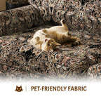 Black Floral Cloud Couch - 3&4-Seater Oxford Fabric Sofa.