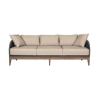 Outdoor Patio Sofa in Weathered Eucalyptus Wood.