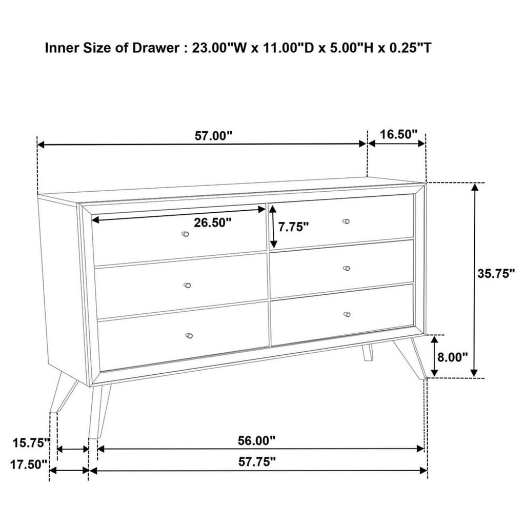 Modern White Dresser with Angled Legs in Solid Wood.